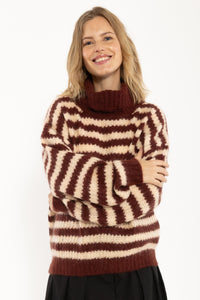 Danecaring Mohair Rollneck Sweater Nougat/Dark Wine
