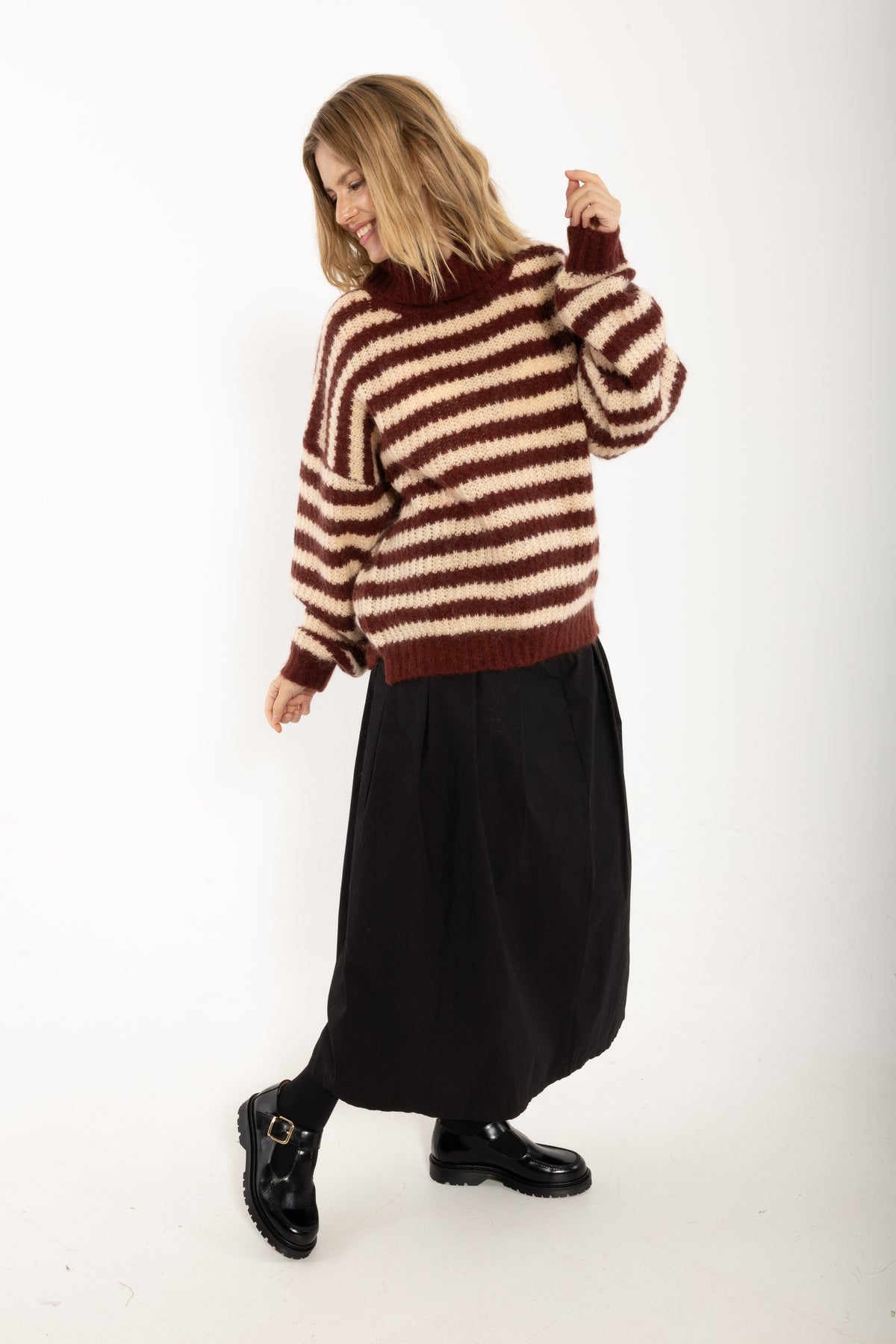 Danecaring Mohair Rollneck Sweater Nougat/Dark Wine