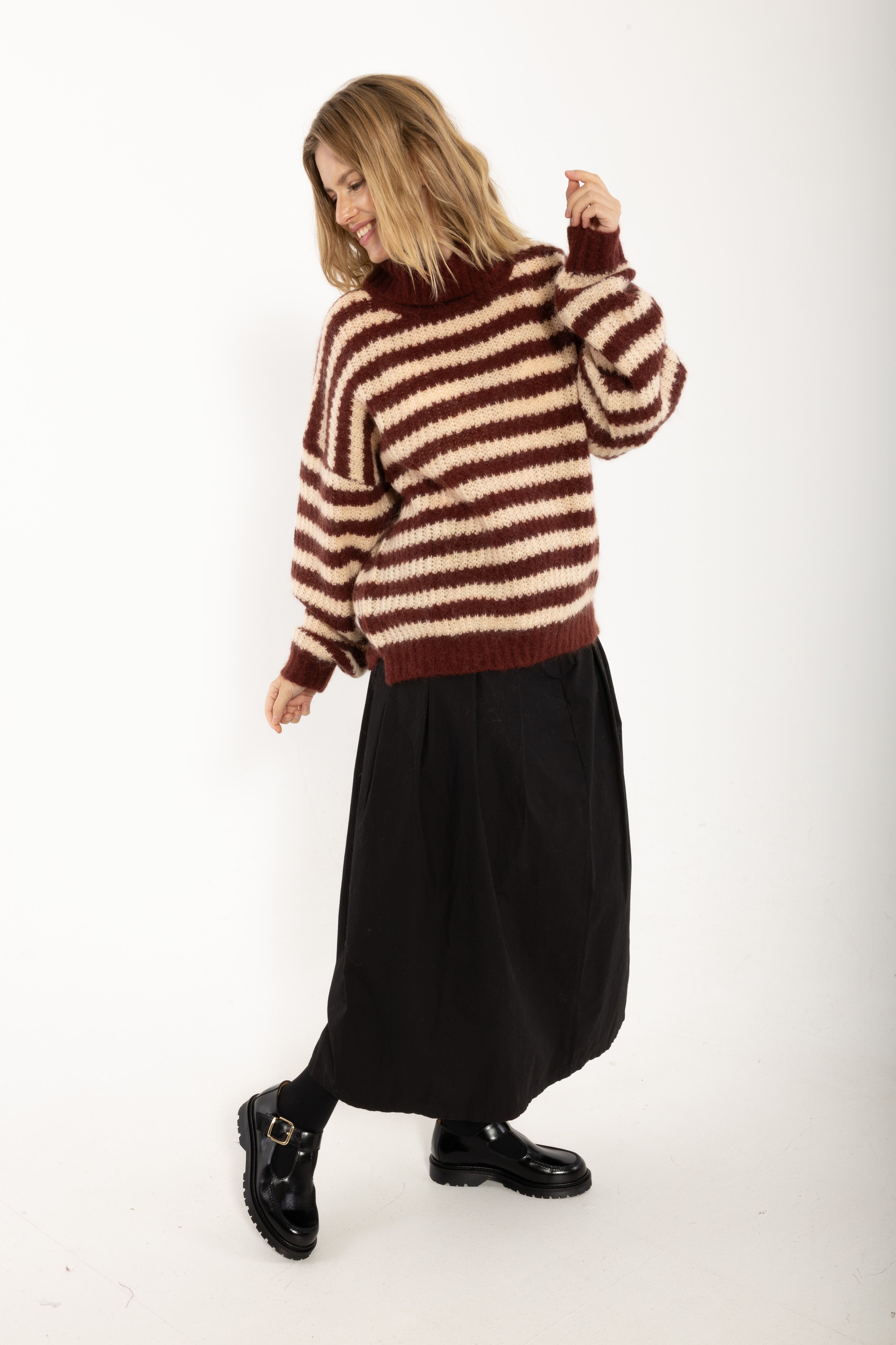 Danecaring Mohair Rollneck Sweater Nougat/Dark Wine