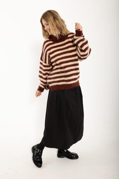 Danecaring Mohair Rollneck Sweater Nougat/Dark Wine