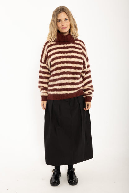 Danecaring Mohair Rollneck Sweater Nougat/Dark Wine