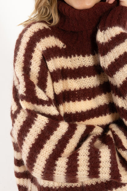 Danecaring Mohair Rollneck Sweater Nougat/Dark Wine