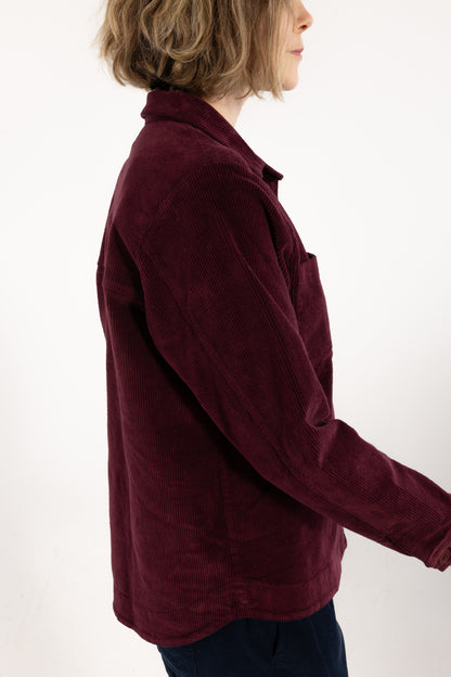 Danecattle Cord Stretch Shirt Dark Cherry