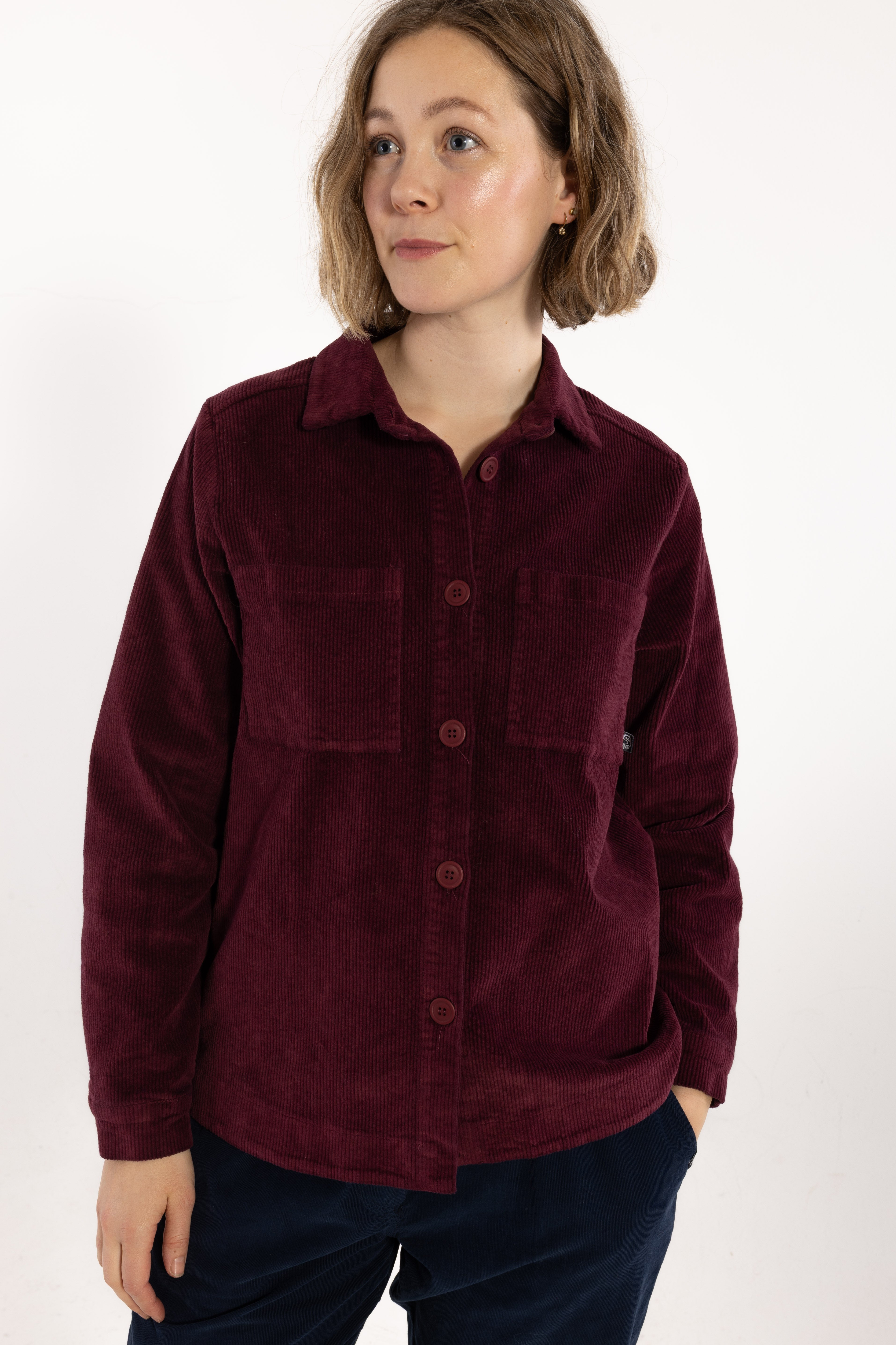 Danecattle Cord Stretch Shirt Dark Cherry