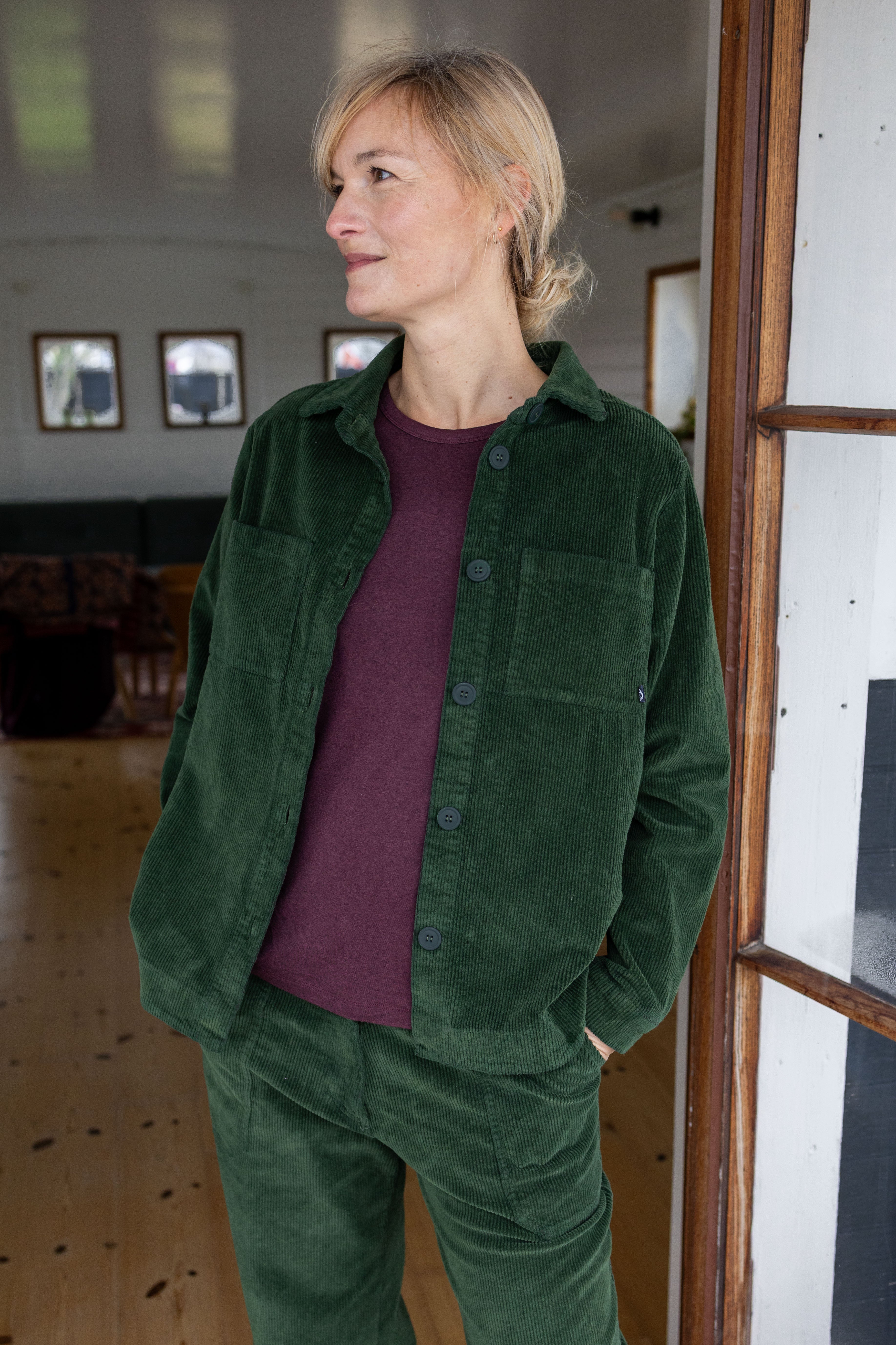 Danecattle Cord Stretch Shirt Dark Forest