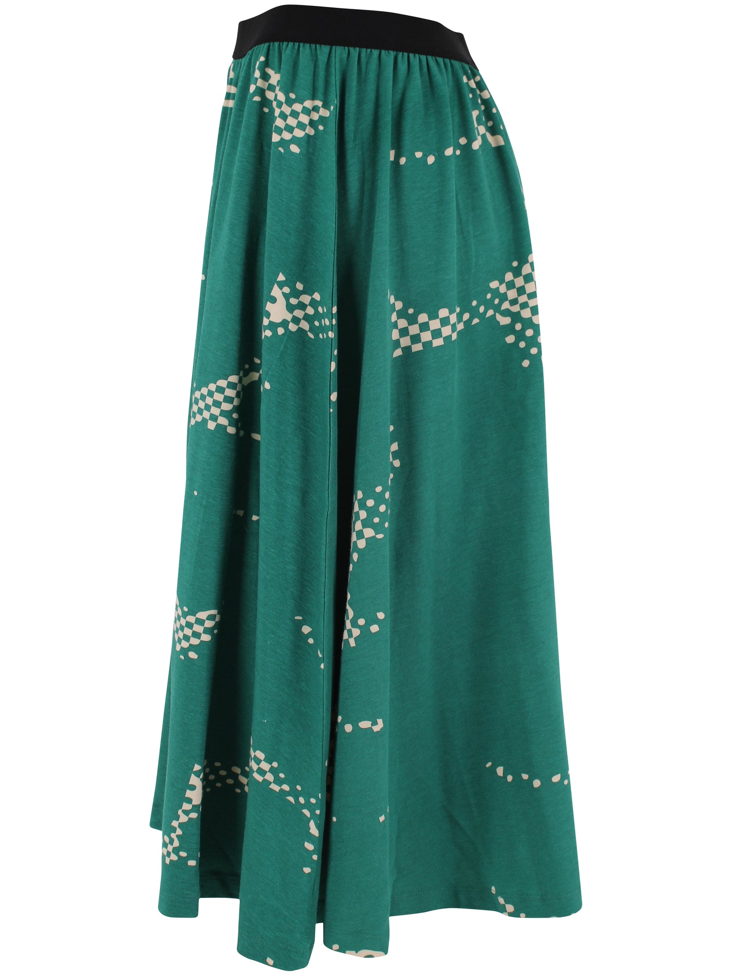 Skøn grøn nederdel i fint mønster til kvinder