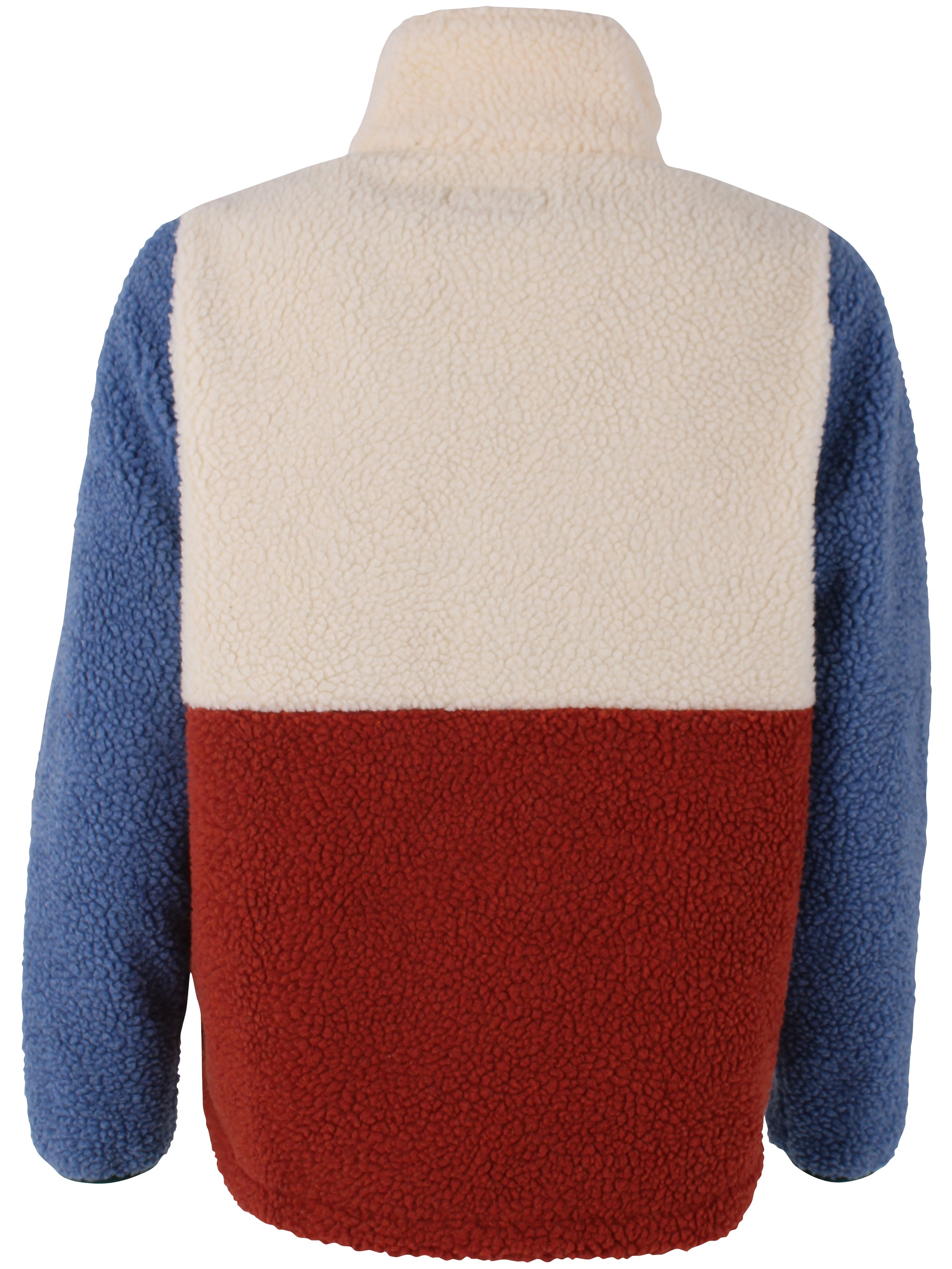 Lækker anorak i fleece i beige, blå og røde nuancer til kvinder