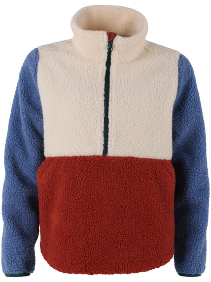 Lækker anorak i fleece i beige, blå og røde nuancer til kvinder