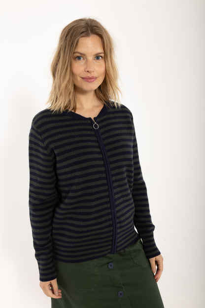 Danecoastal Pearl Wool-Mix Zip-up Dark Navy/Dark Army