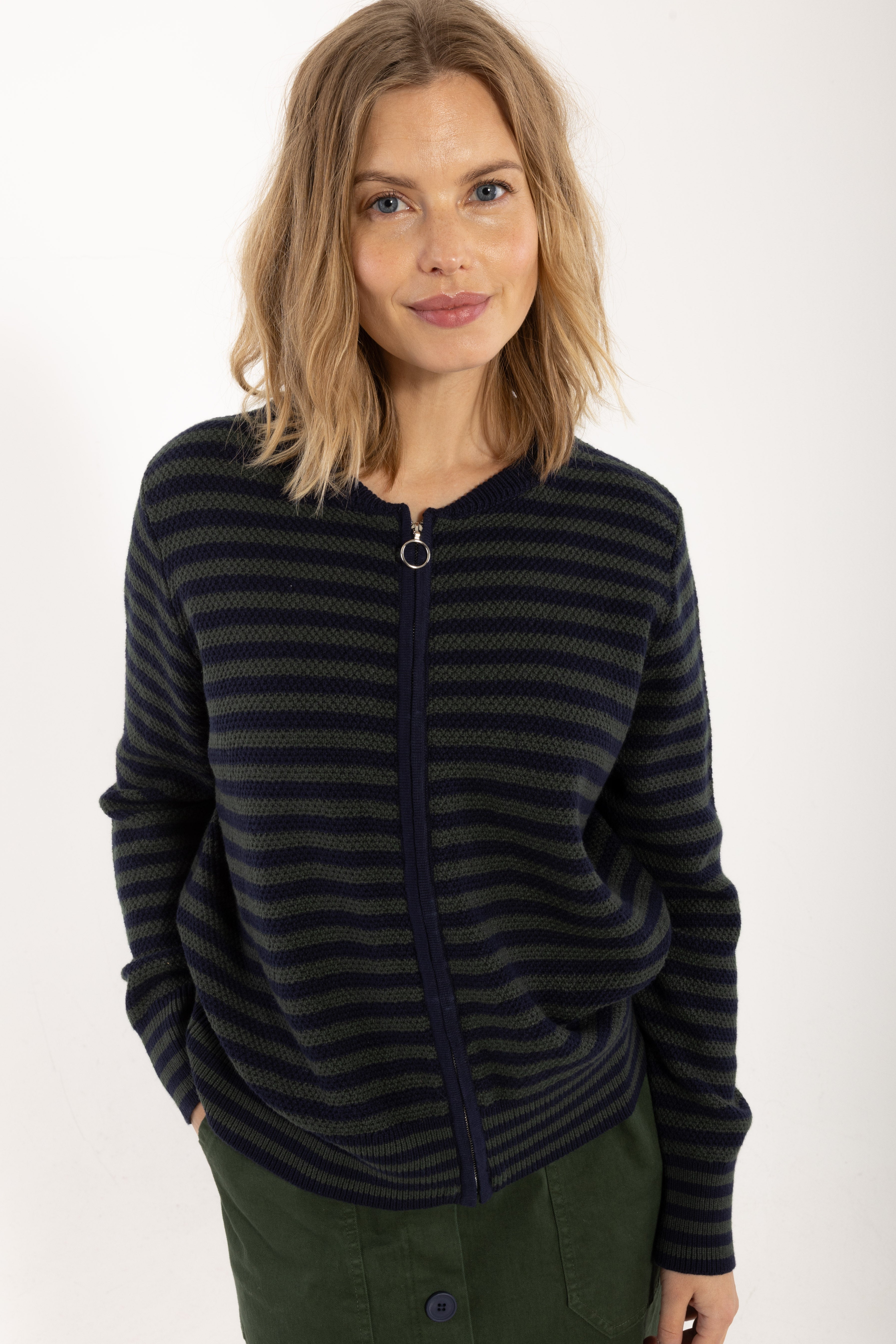 Danecoastal Pearl Wool-Mix Zip-up Dark Navy/Dark Army