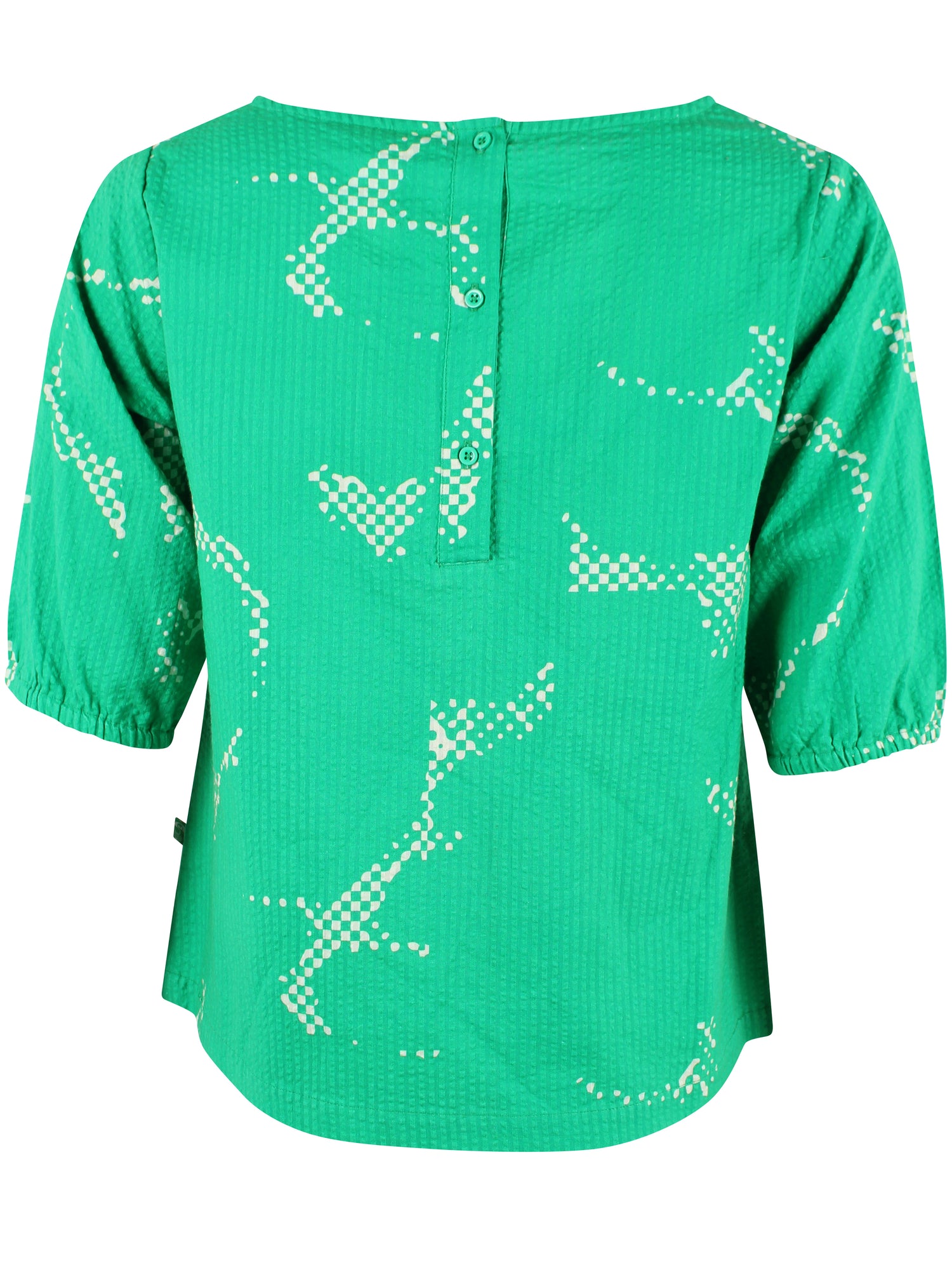 Sød bæk og bølge skjortebluse i grønt og hvidt mønster til kvinder