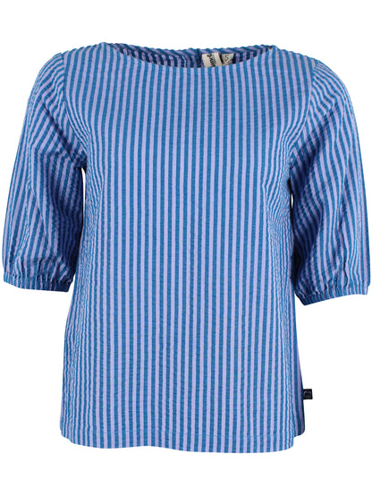 Sød bæk og bølge skjortebluse med blå og lilla striber til kvinder