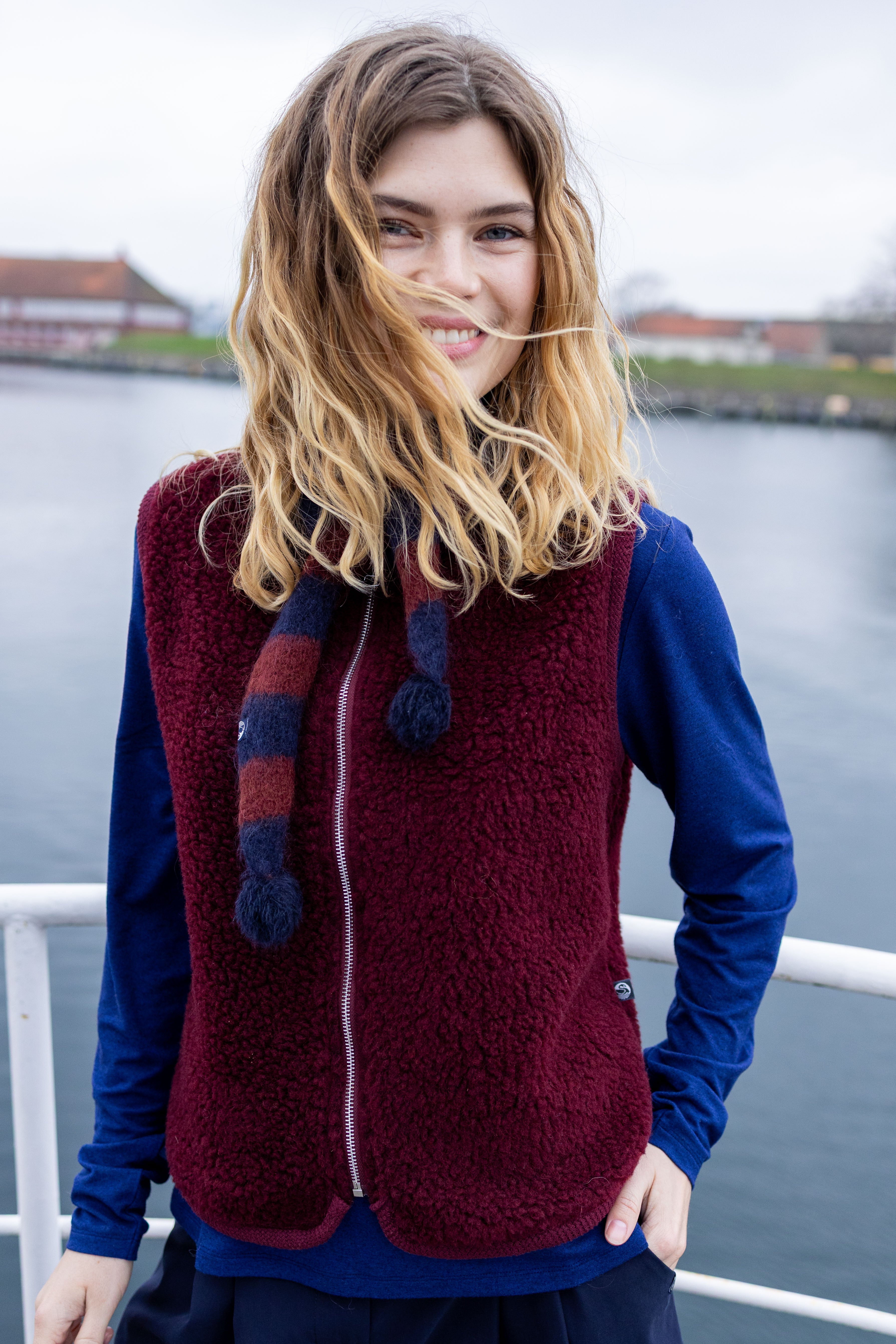 Danecubist Fuzzy Wool Fleece Vest Berry Compote