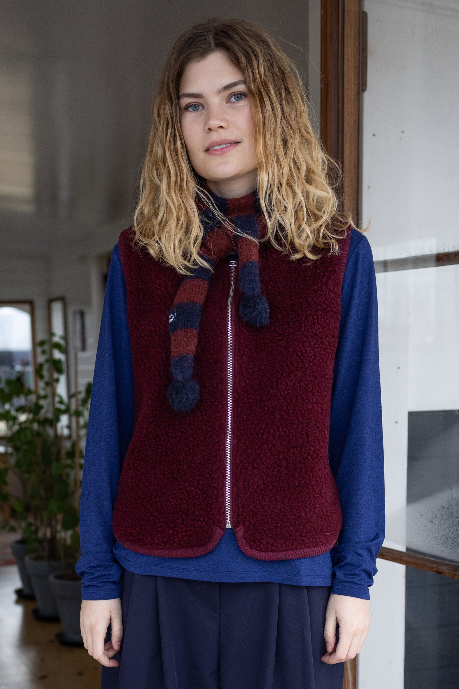 Danecubist Fuzzy Wool Fleece Vest Berry Compote