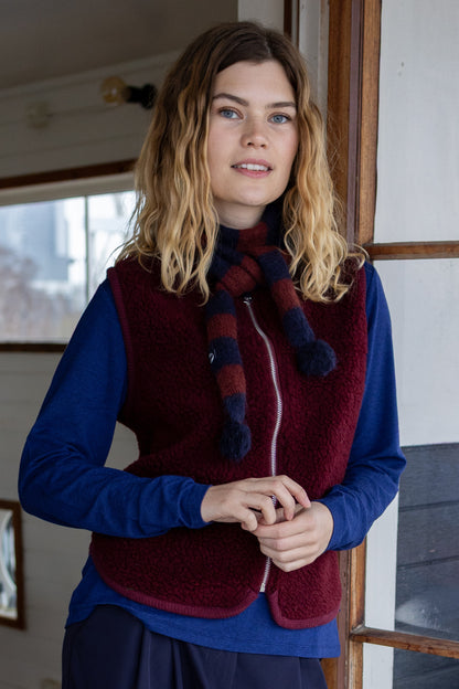 Danecubist Fuzzy Wool Fleece Vest Berry Compote