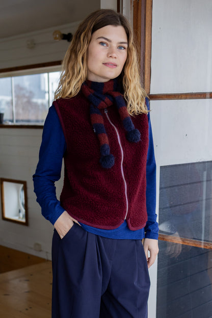 Danecubist Fuzzy Wool Fleece Vest Berry Compote