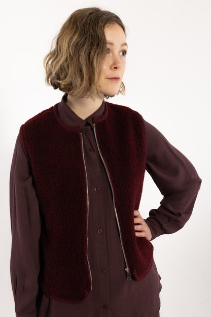 Danecubist Fuzzy Wool Fleece Vest Berry Compote