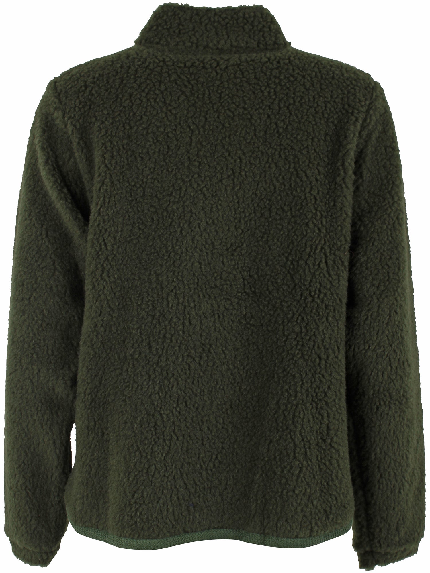 Lækker fuzzy zip-up fleecejakke i armygrøn til kvinder