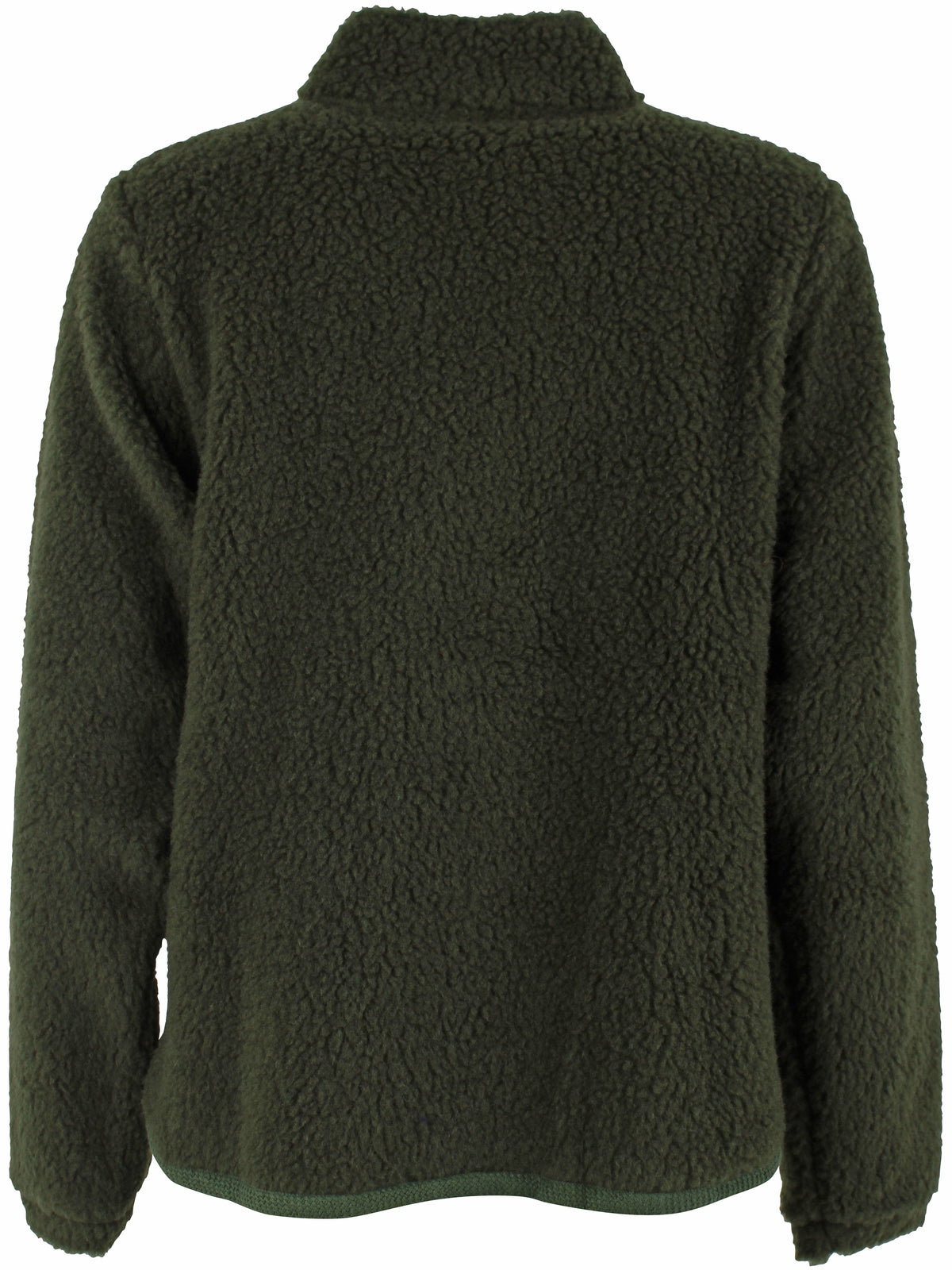 Lækker fuzzy zip-up fleecejakke i armygrøn til kvinder
