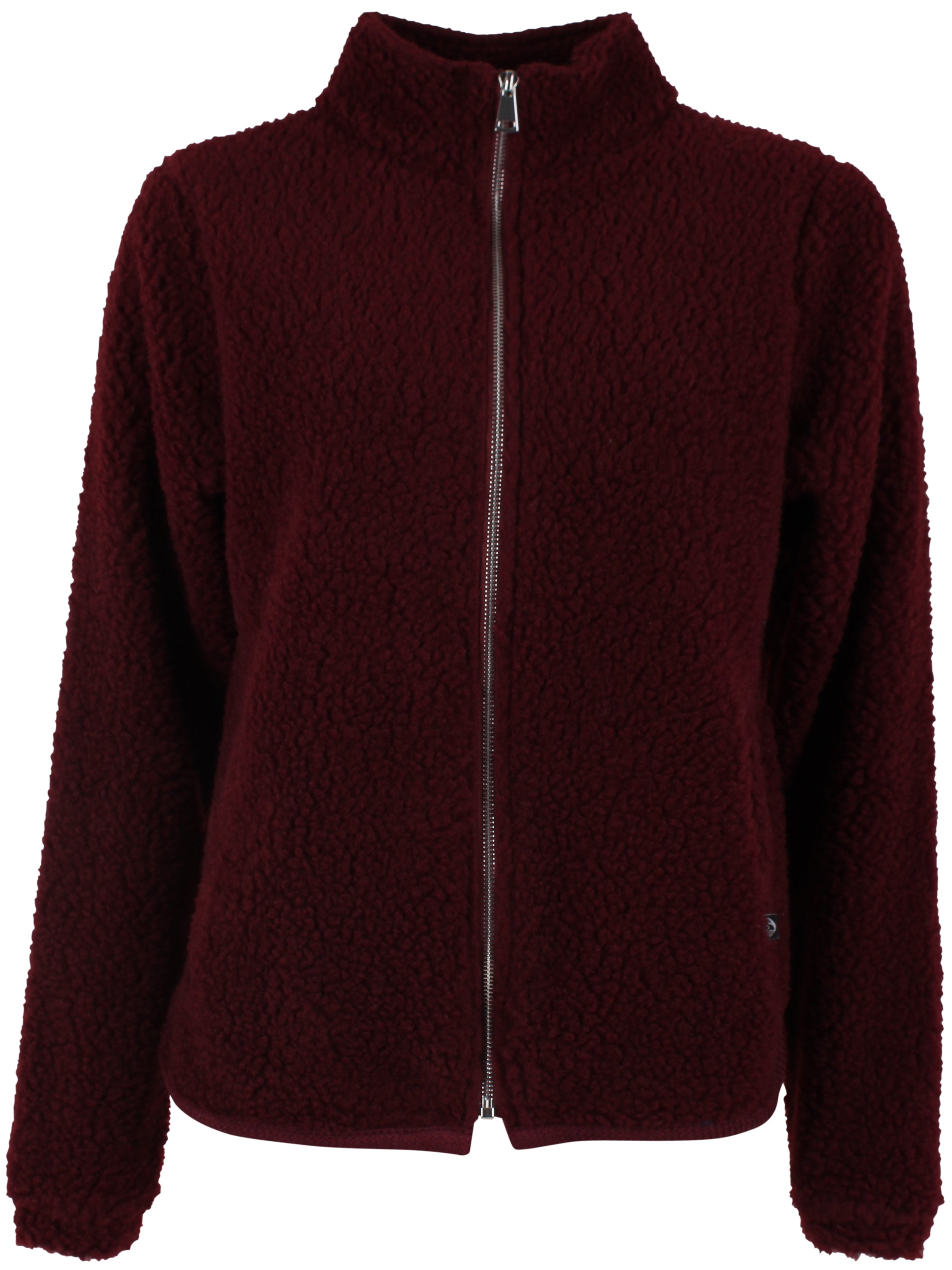 Lækker fuzzy zip-up fleecejakke i vinrød til kvinder