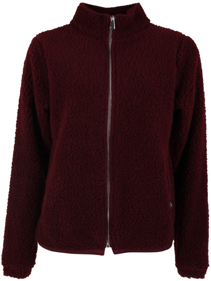 Lækker fuzzy zip-up fleecejakke i vinrød til kvinder