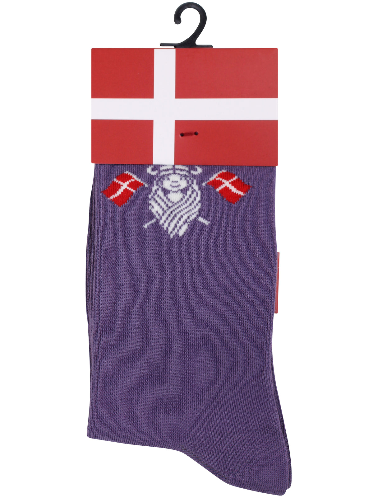 Fine grålilla strømper i bambusmix med motiv af vikingen Freja