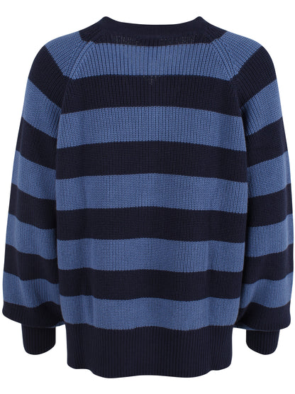 Danediscreet Boxy Knit Sweater Dark Navy/Porcelaine