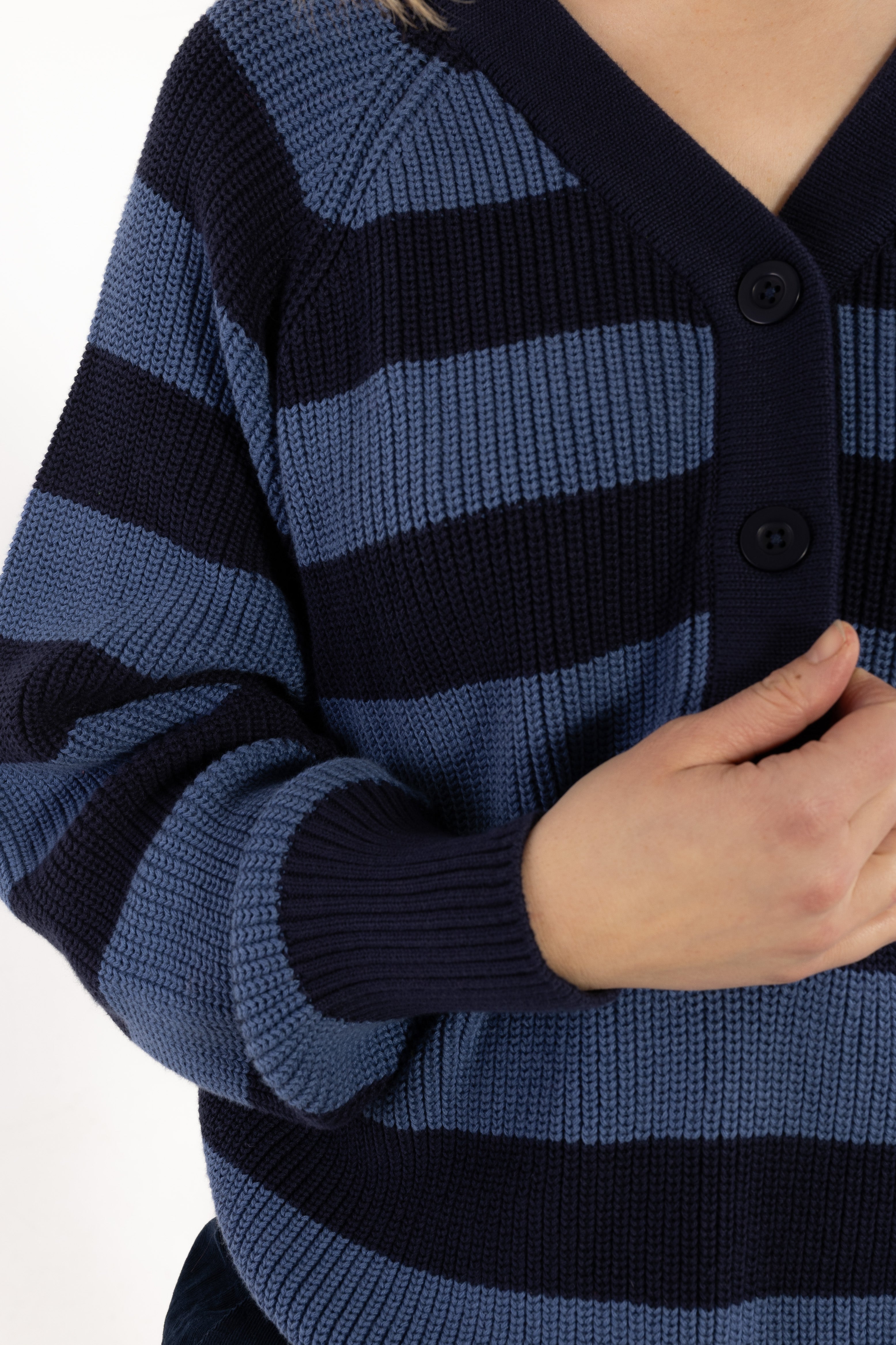 Danediscreet Boxy Knit Sweater Dark Navy/Porcelaine