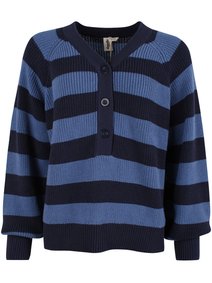Danediscreet Boxy Knit Sweater Dark Navy/Porcelaine