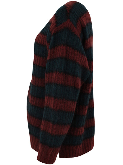 Danefamily Mohair Cardigan Black/Dark Wine/Dark Forest