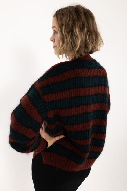 Danefamily Mohair Cardigan Black/Dark Wine/Dark Forest