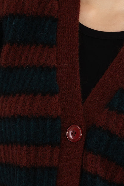 Danefamily Mohair Cardigan Black/Dark Wine/Dark Forest