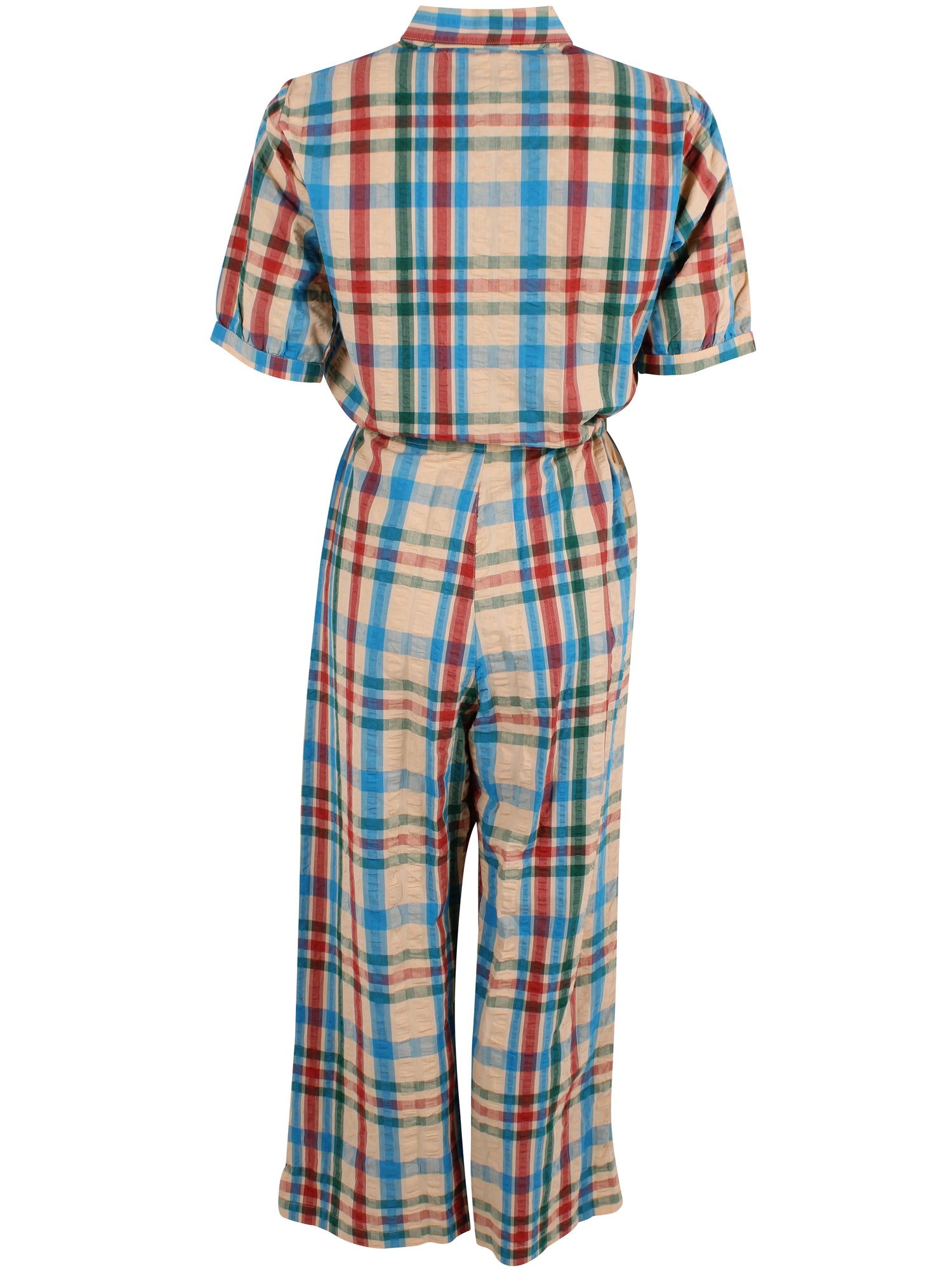 Smart bæk og bølge buksedragt i ternet mønster 