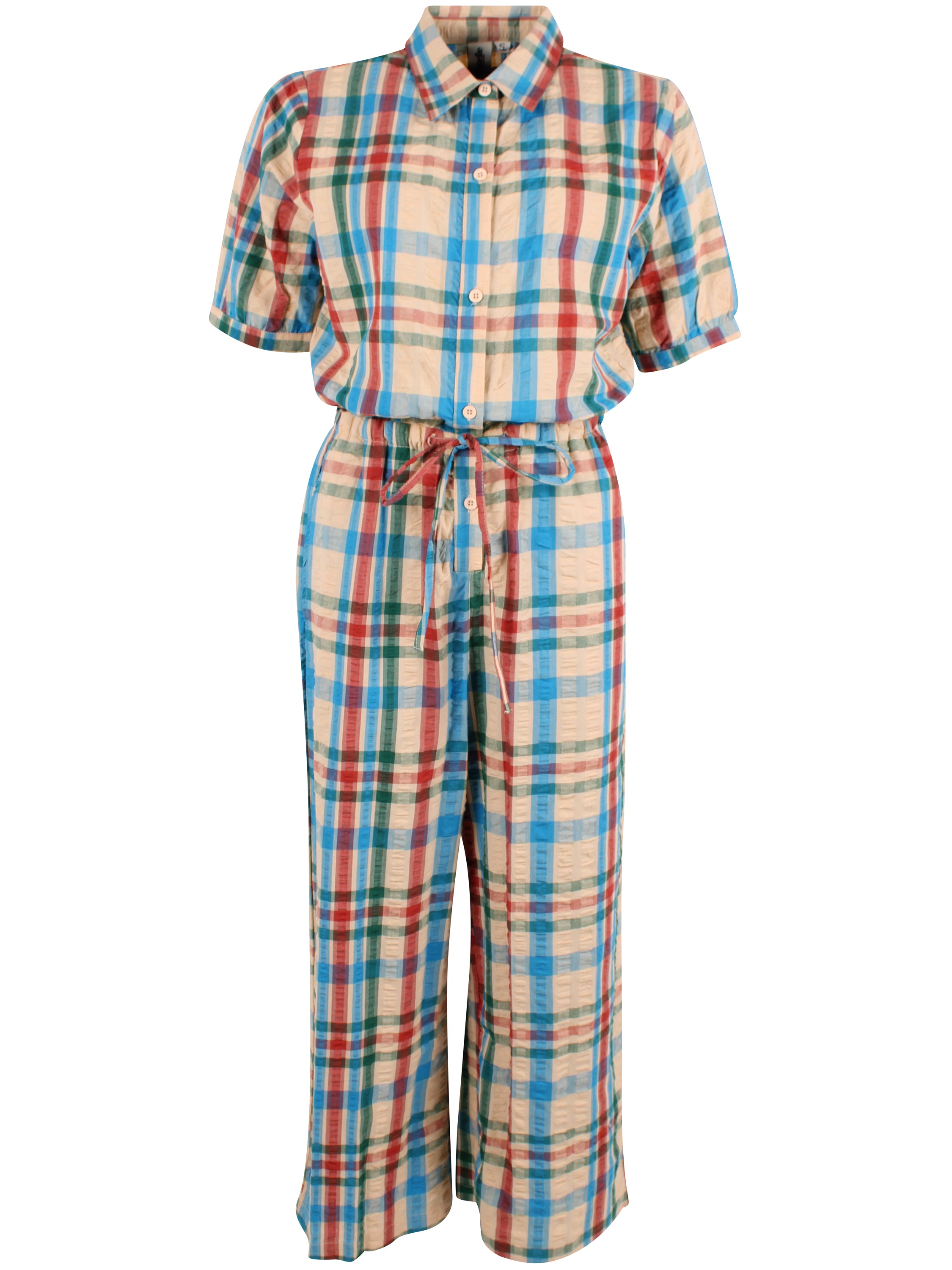 Smart bæk og bølge buksedragt i ternet mønster 