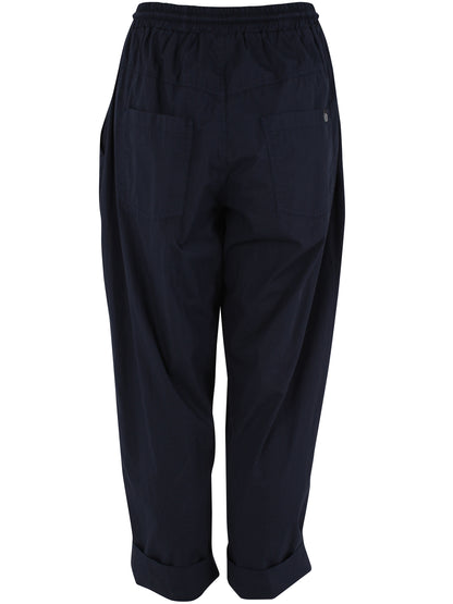 Behagelige navyblå bukser med elastik i taljen til kvinder