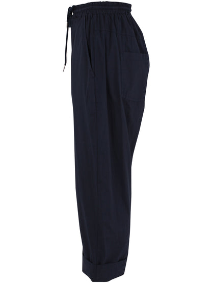 Behagelige navyblå bukser med elastik i taljen til kvinder