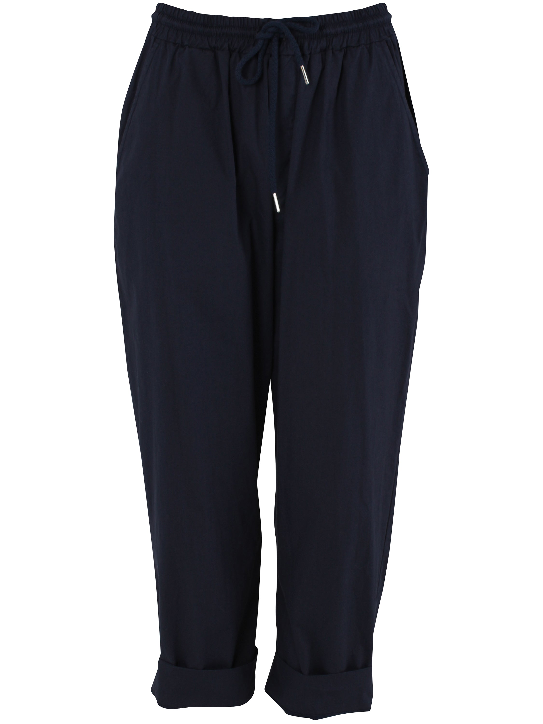 Behagelige navyblå bukser med elastik i taljen til kvinder