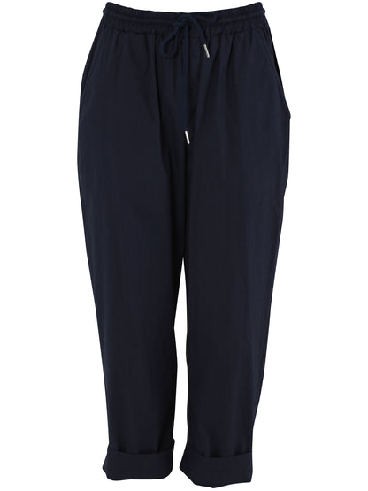 Behagelige navyblå bukser med elastik i taljen til kvinder