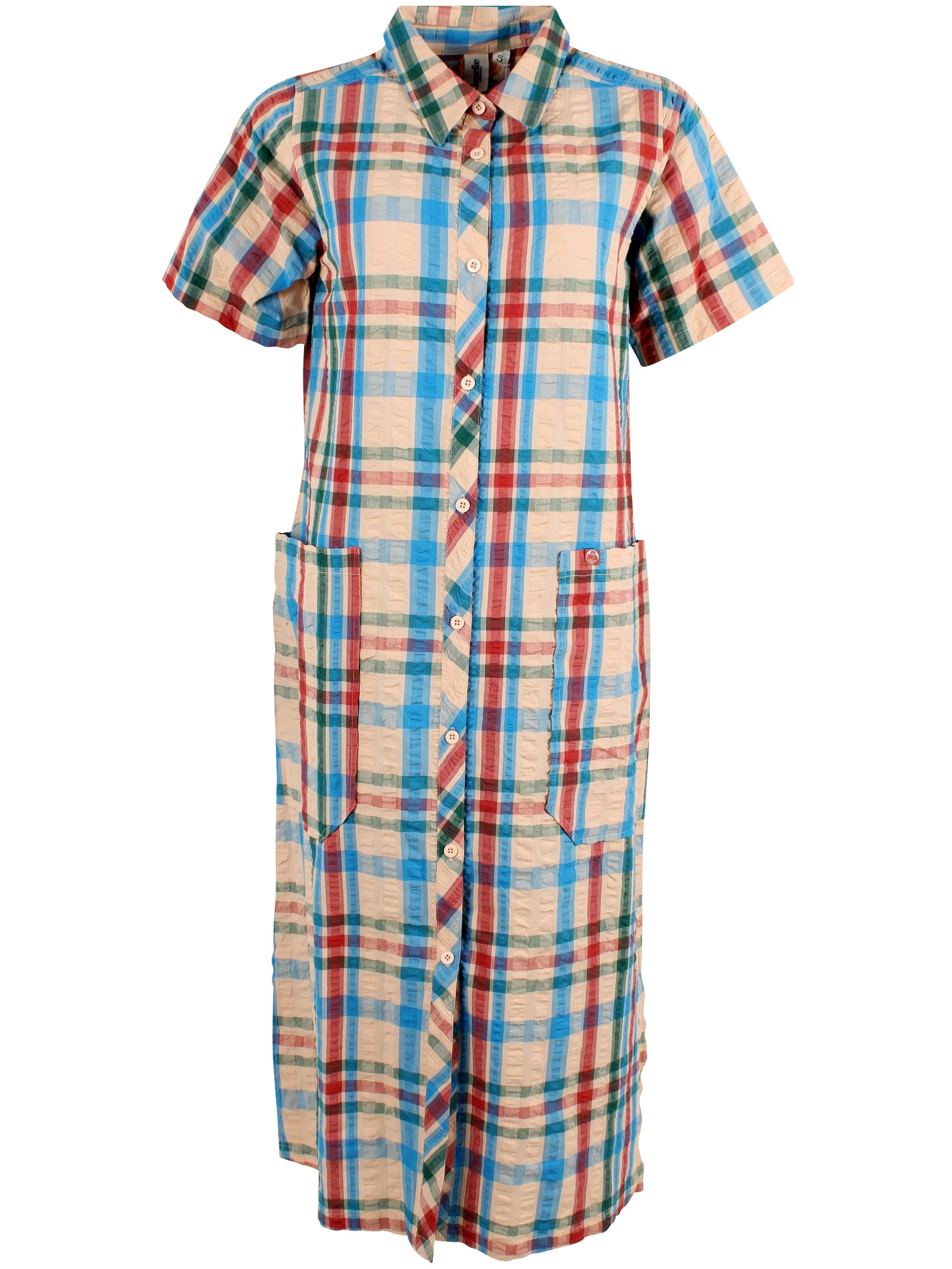 Smart bæk og bølge skjortekjole i ternet mønster 