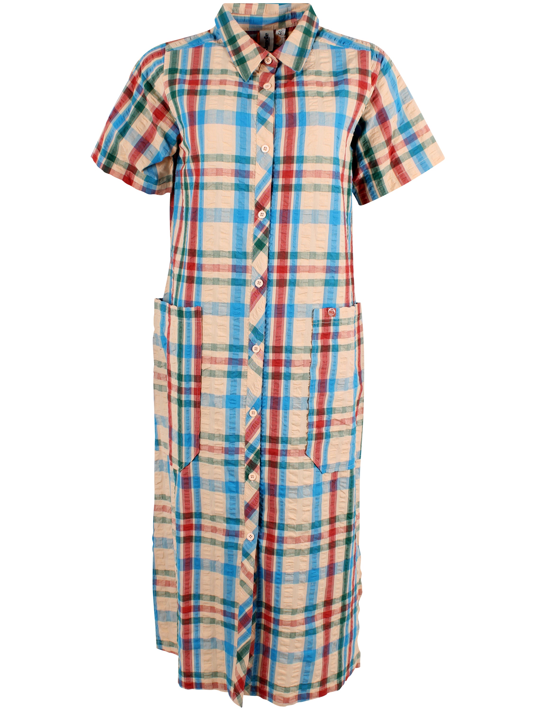 Smart bæk og bølge skjortekjole i ternet mønster 