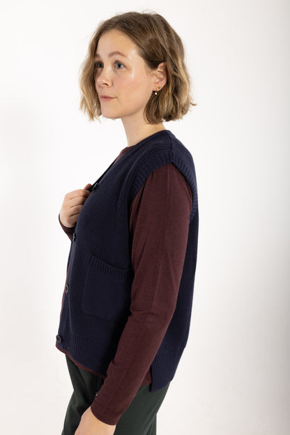 Danegentle Cotton Sweater Vest Dark Navy
