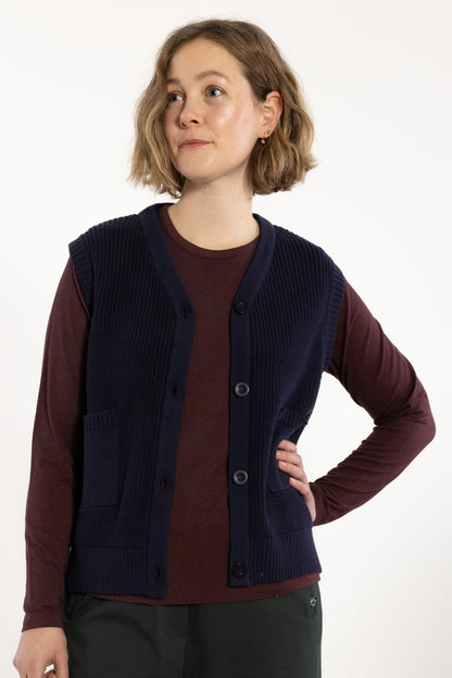 Danegentle Cotton Sweater Vest Dark Navy