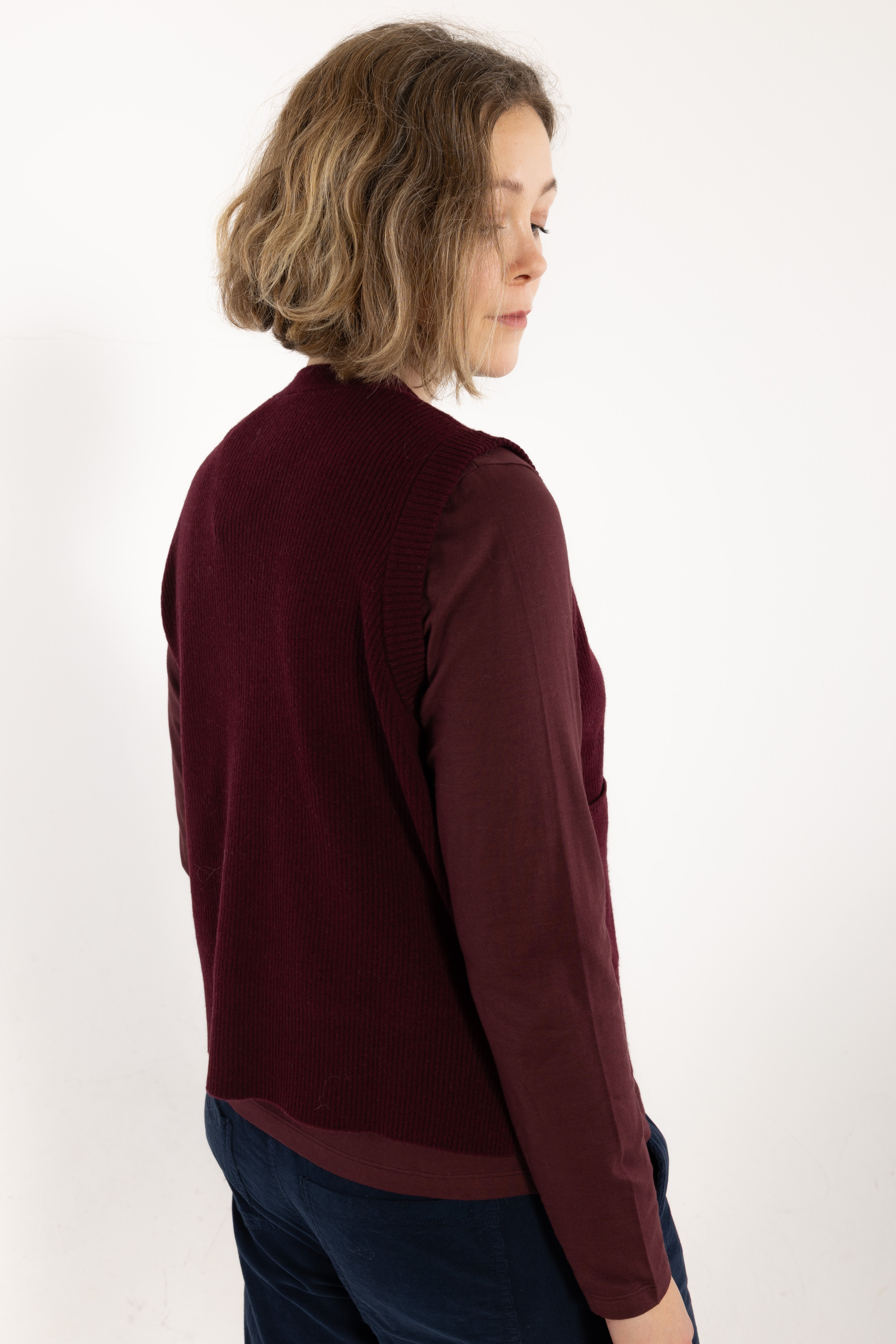 Danegentle Merino Wool Vest Dark Wine