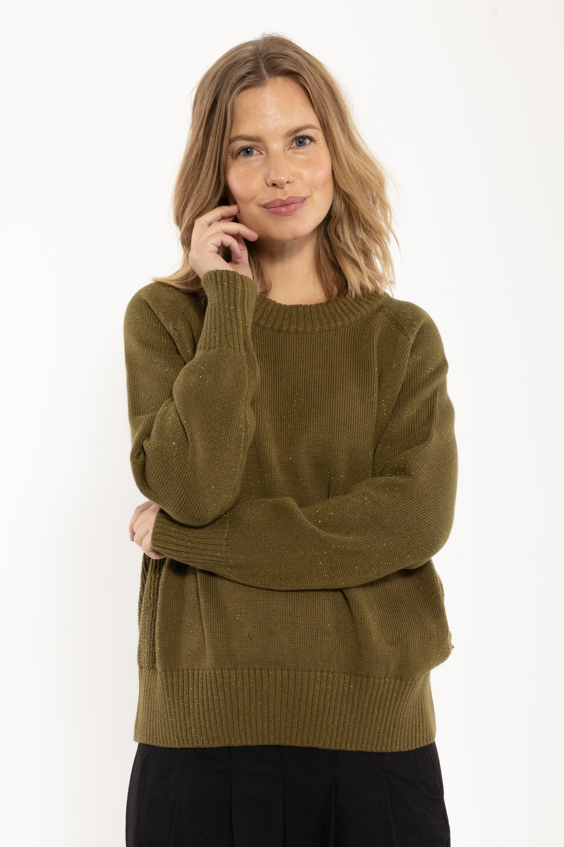 Danegertrud Glitter Sweater Dark Olive