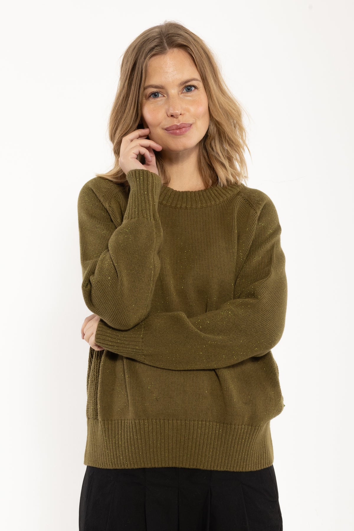 Danegertrud Glitter Sweater Dark Olive