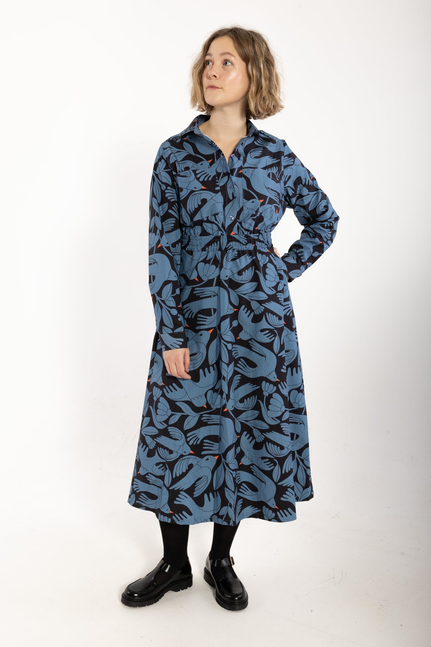 Danegrundtvig Poplin Stretch Dress Black/Porcelaine BIRDIEUP