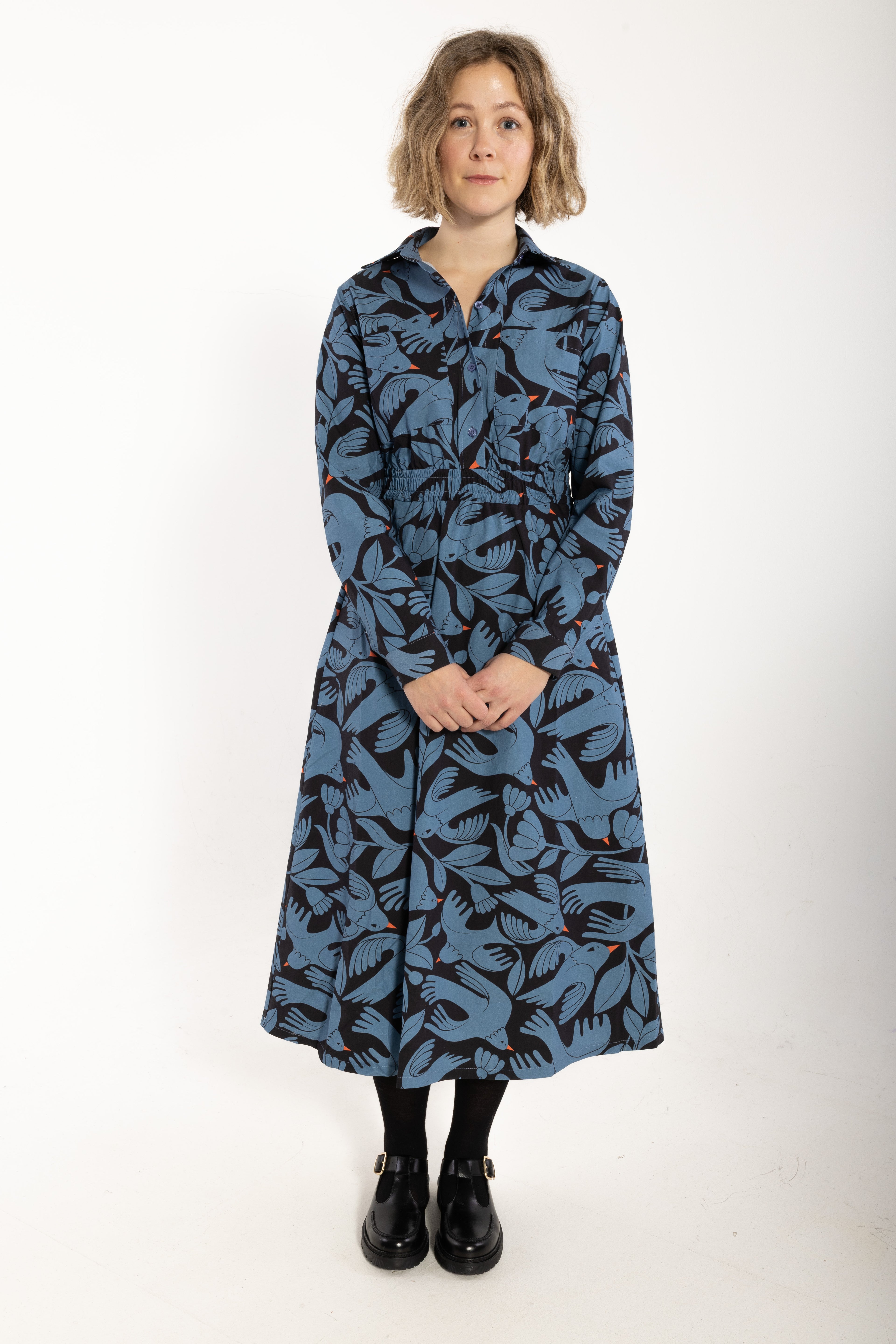 Danegrundtvig Poplin Stretch Dress Black/Porcelaine BIRDIEUP