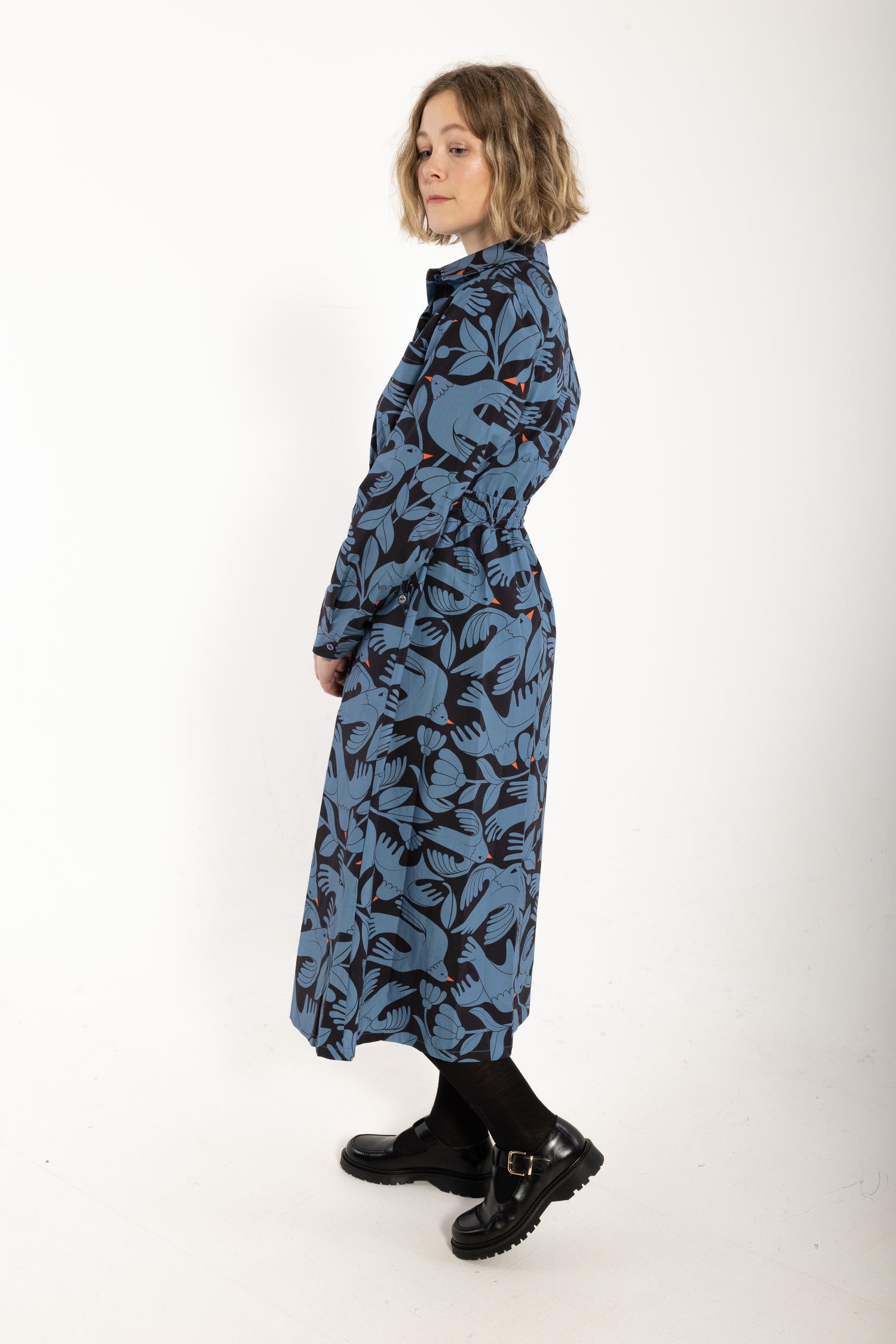 Danegrundtvig Poplin Stretch Dress Black/Porcelaine BIRDIEUP