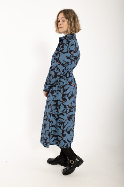 Danegrundtvig Poplin Stretch Dress Black/Porcelaine BIRDIEUP