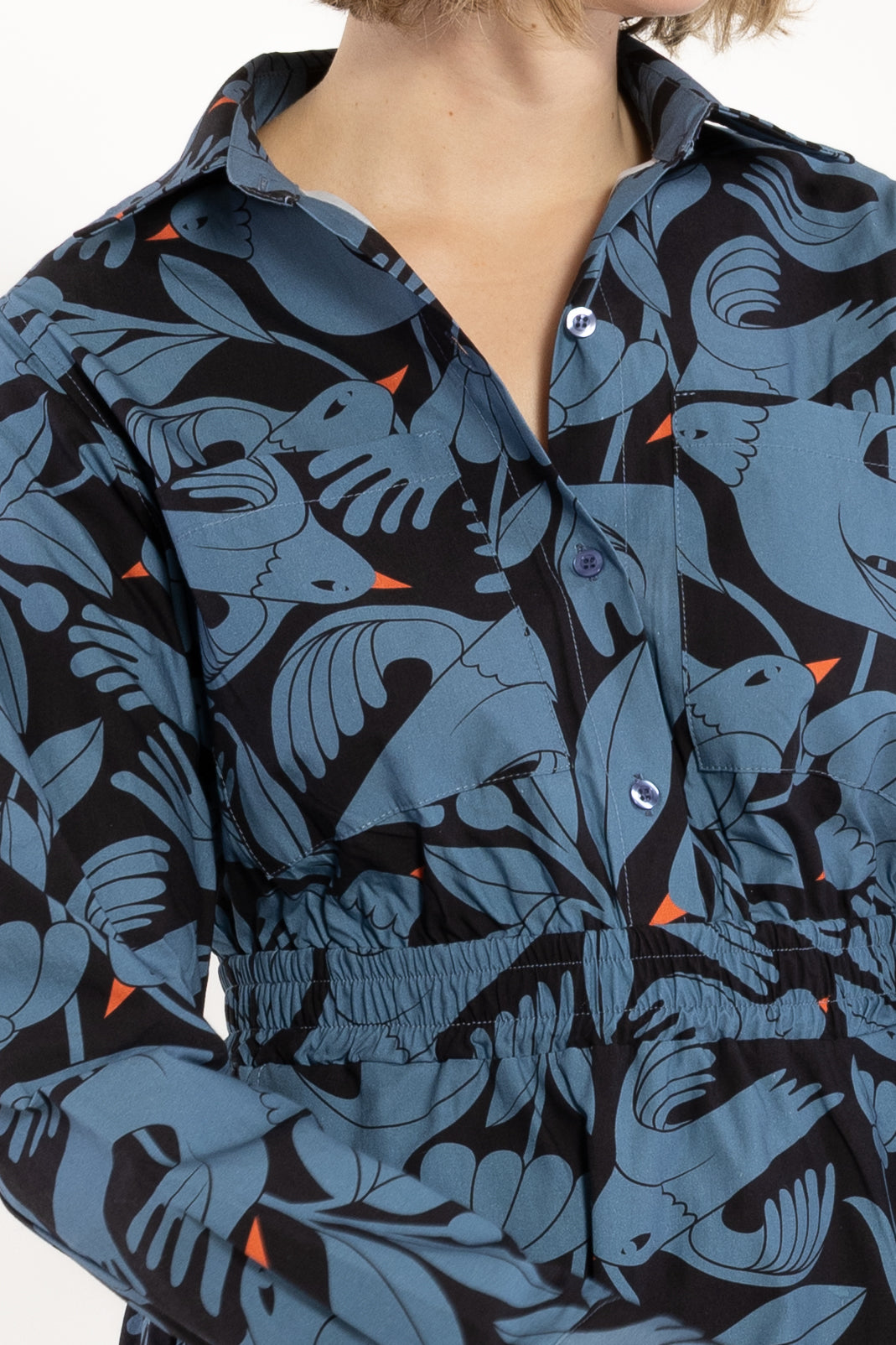 Danegrundtvig Poplin Stretch Dress Black/Porcelaine BIRDIEUP